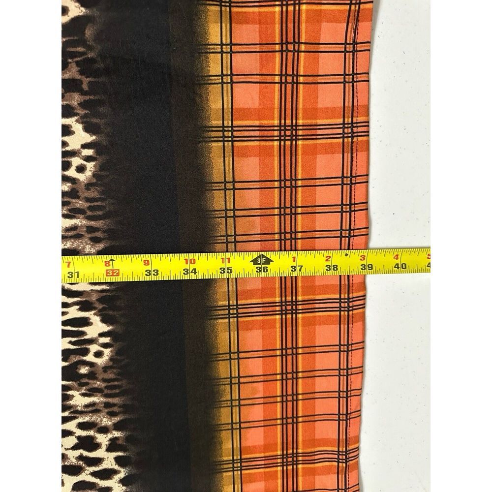 NY Collection NWT Leopard Print 3/4 Sleeve Midi Shift Dress Plaid Hem Stretch 2X - Picture 6 of 7